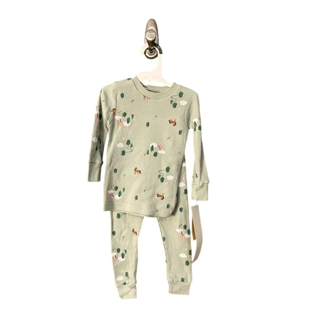 NWT Carters Just One You 18M Baby Pajama Set Deer & Rainbow Print Ribbed Cotton